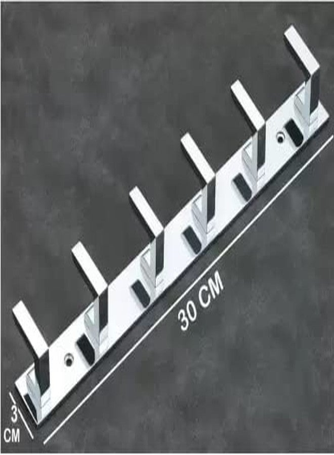 Cossimo High Grade Stainless Steel 6 Pin Cloth Hanger Bathroom, Kitchen, Wall Wardrobe Door, Hooks for Hanging Keys, Clothes Holder Hook Rail - Set of 2 - Image 2